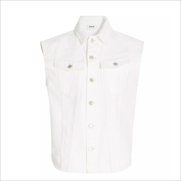 AGOLDE Evan Oversized Sleeveless Denim Shirt/Vest/Shacket in Milkshake Size S - Picture 5 of 8